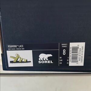 Sorel Roaming Lace Sandals - Black and Lime Green